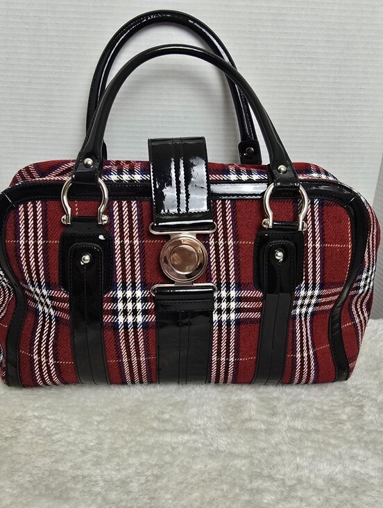 Joe Fresh Handbags - Y2K Red Black Tartan Plaid Shoulder Bag Punk Grunge Mini Gothic Handbag Purse